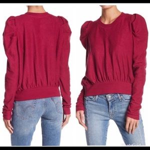 Free People crew neck puff sleeve sweatshirt